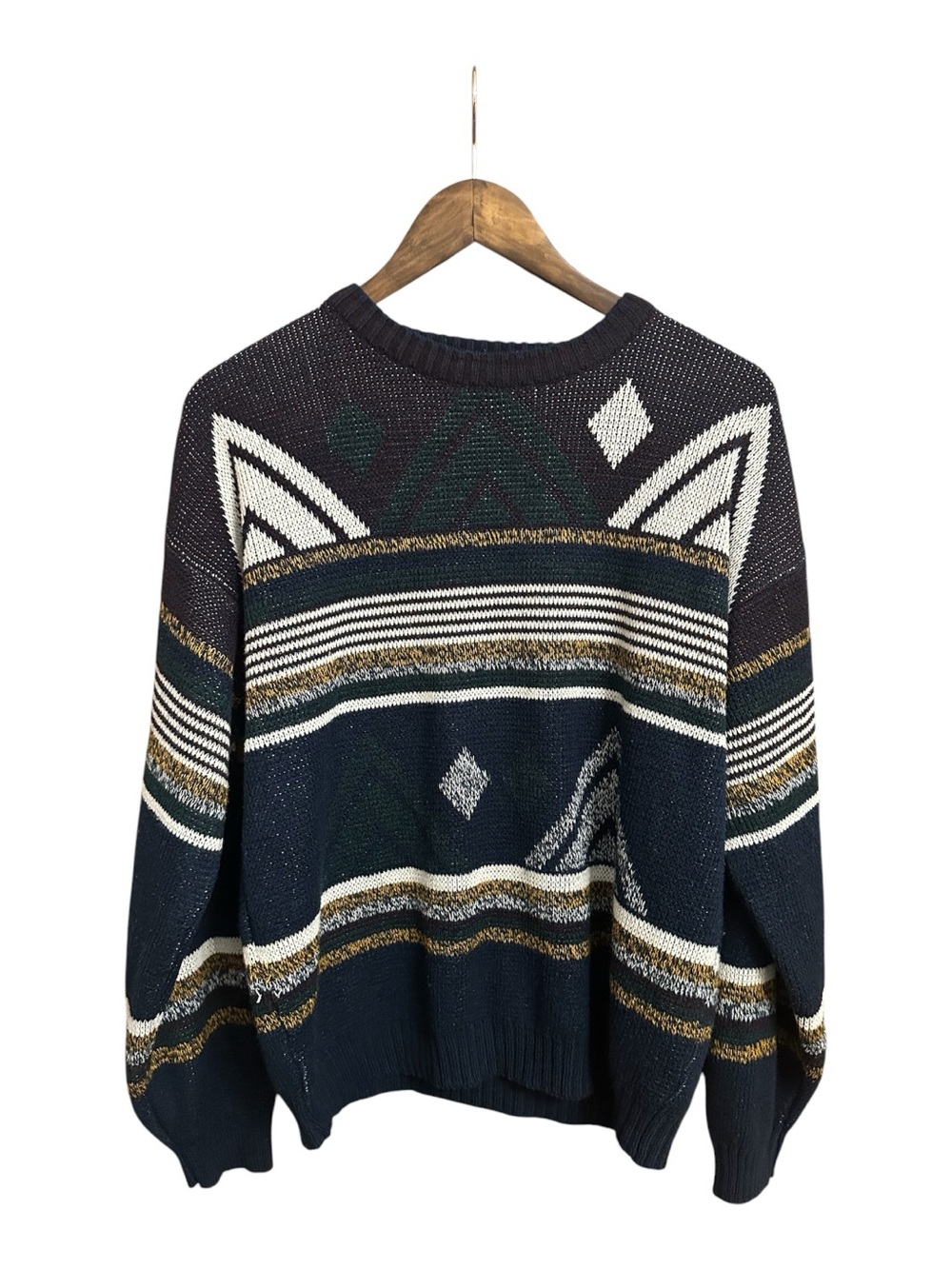 VTG Michael Gerald Sweater Men Sz M 90s Knit Geometric Art Cosby Hip Hop Grandpa